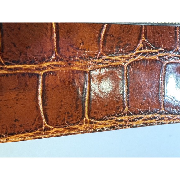 Dooney & Bourke Y2K Croc Embossed Leather Wristlet Cognac Duck Logo Zip Bag - Picture 8 of 13